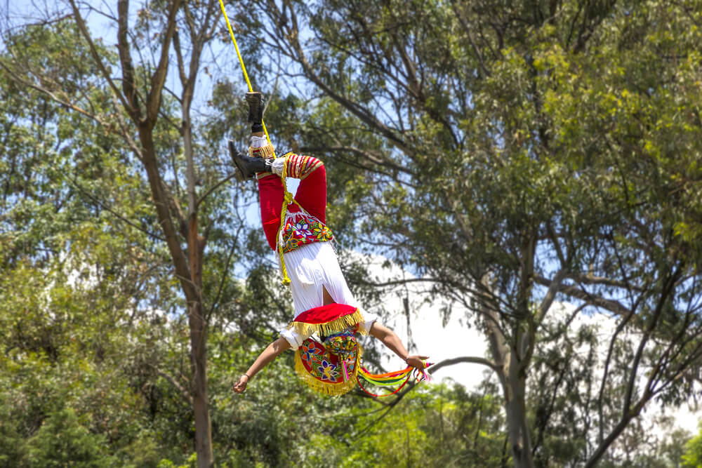 Papantla Flyers in Xcaret Park, Mexico