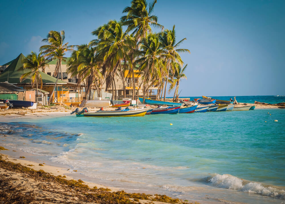 blue skies and water in Colombia