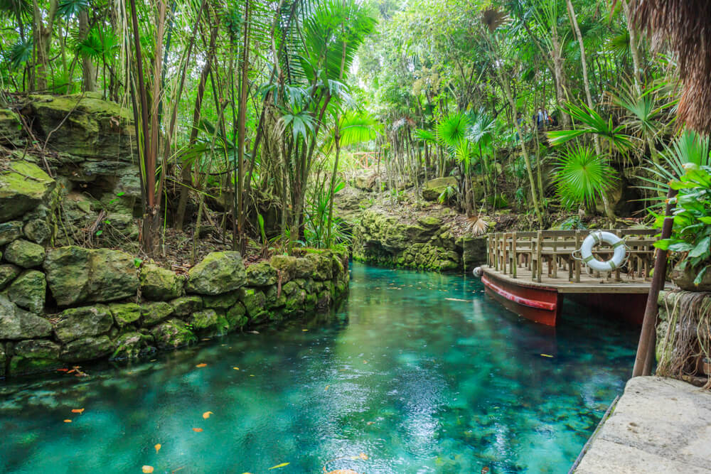 cenote river in Xcaret Park