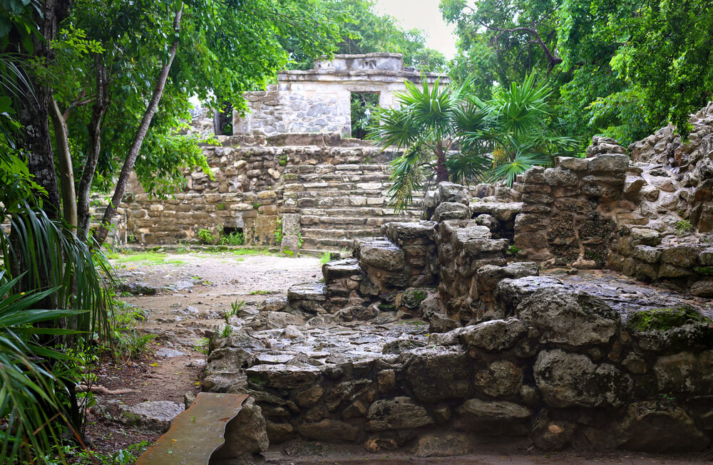 ruins in Xcaret Park, Mexico