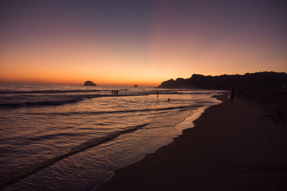 Mazunte beach at sunset