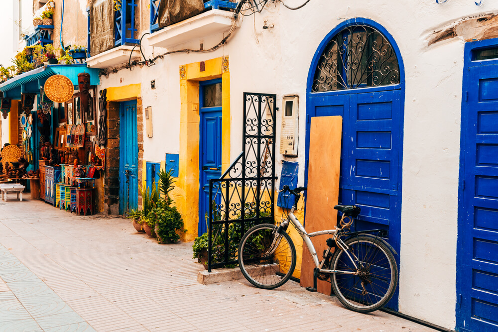 blue doors in the Medina of Essaouira a UNESCO world heritage site