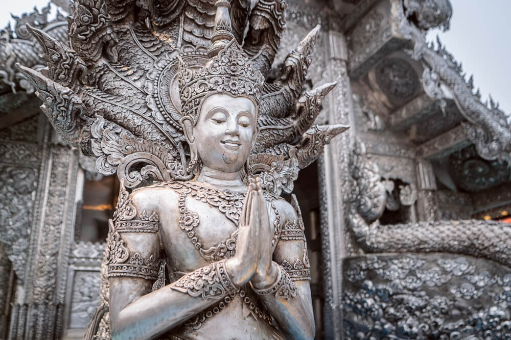 silver carving Wat Sri Suphan temple in Southeast Asia