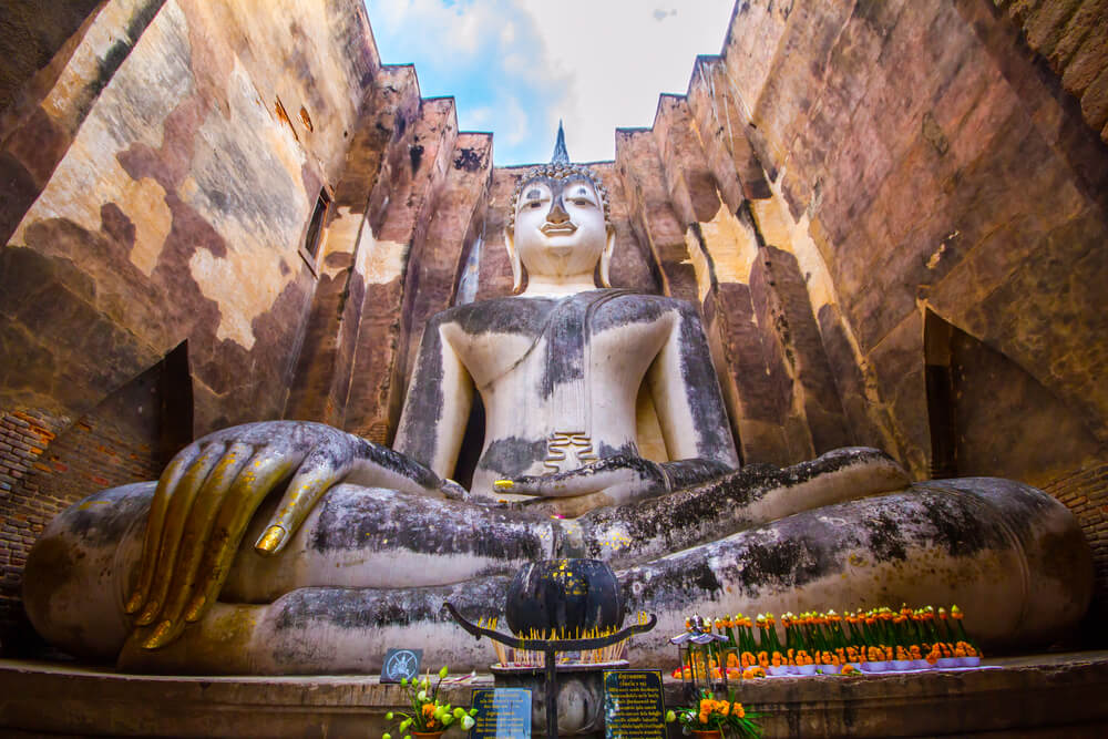 close up Buddha Sukhothai Historical Park