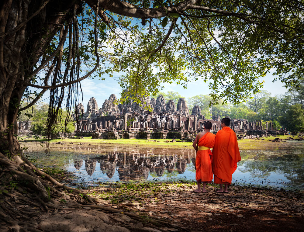 two young monks in Angkor Wat