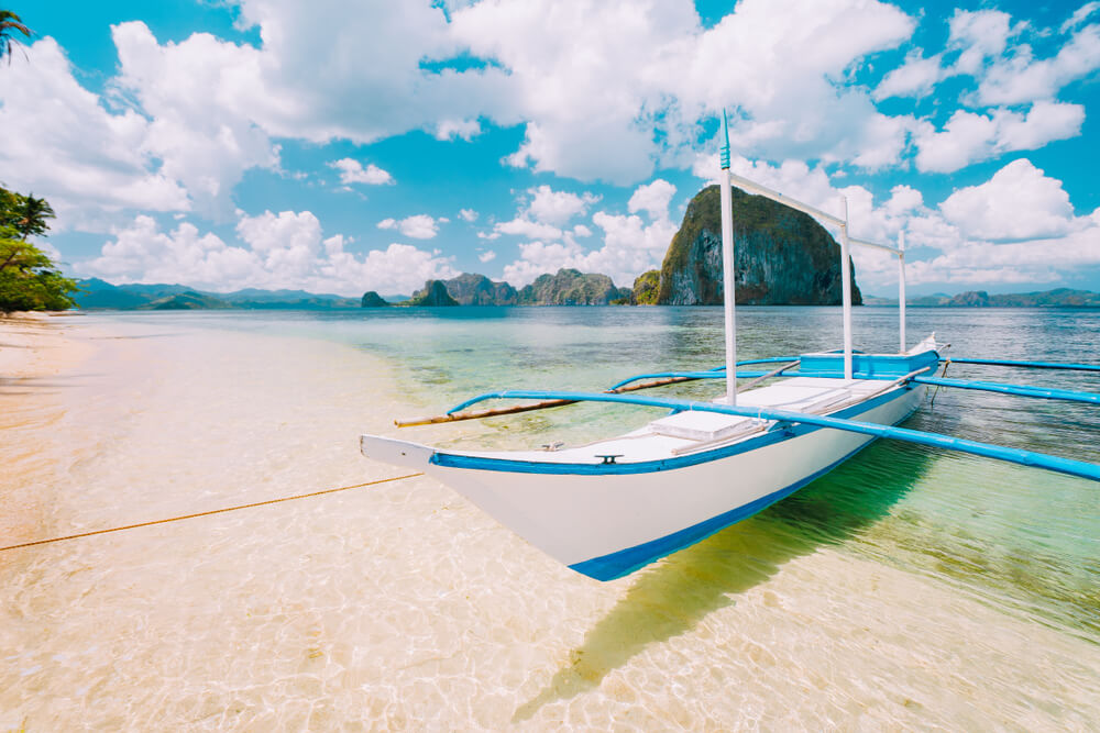 white boat in a Palawan Beach in Philippines
