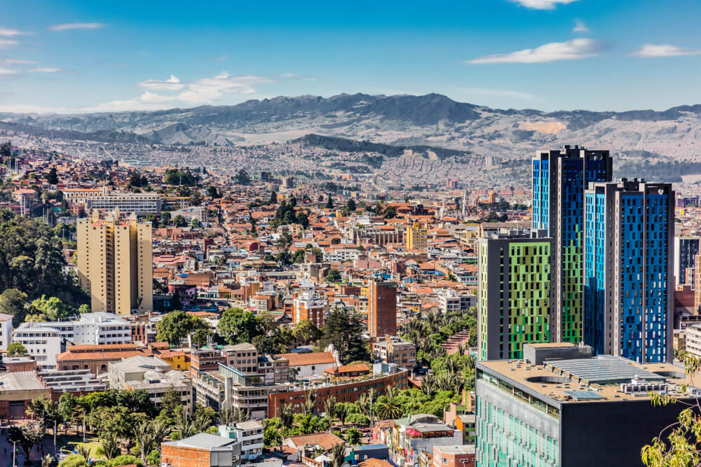 Bogota skyline with mountains in the background