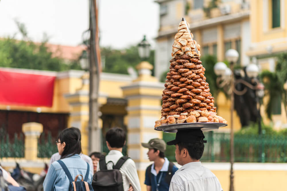 Ho Chi Minh City man with donuts