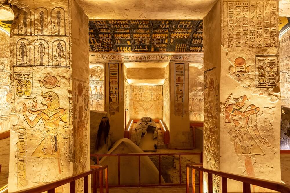 inside the tomb in the Valley of the Kings, Egypt