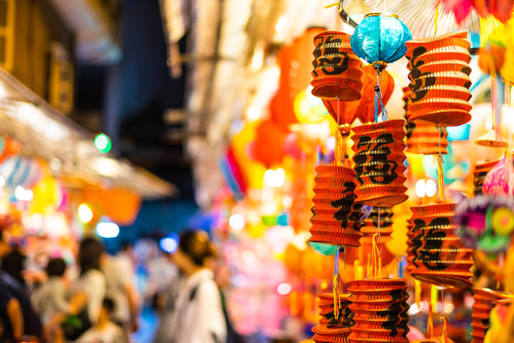 Vietnamese decor on walking street in Ho Chi Minh city