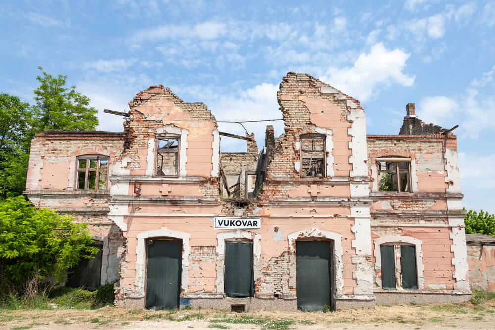 building in ruins in Vukovar, Slavonia