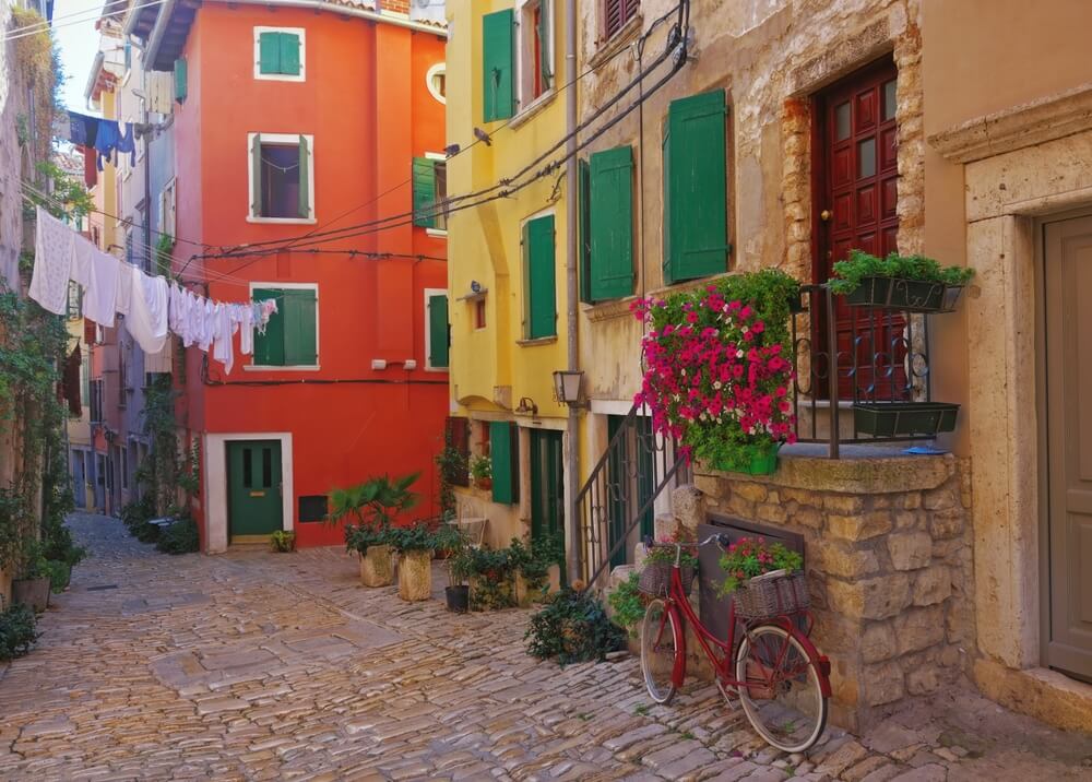 cute street in Rovinj Istria Croatia