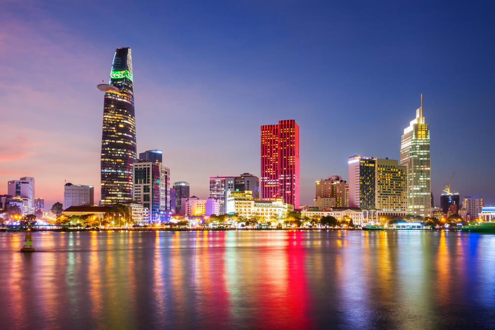 skyline at night in Ho Chi Minh City