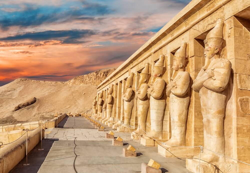 statues on the palace in Luxor, Egypt