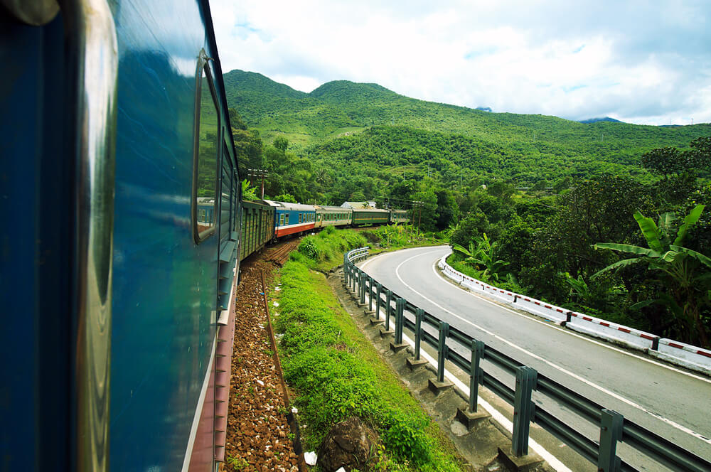 train transportation in the countryside of Vietnam