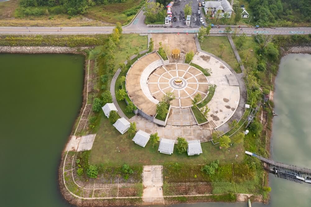 Aerial of running area inBangwad Dam in Phuket