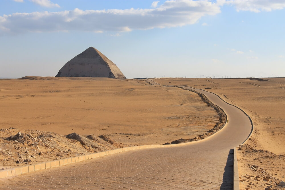 road to Dahshur Bent Pyramid near Cairo