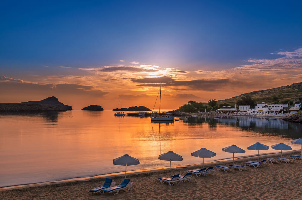 Sunset in St. Paul's Bay Lindos