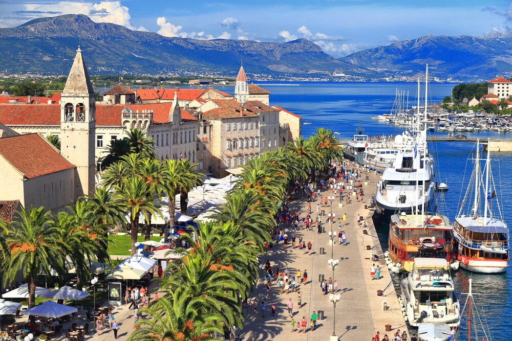 Trogir Croatia boardwalk and ocean just a say trip from Split