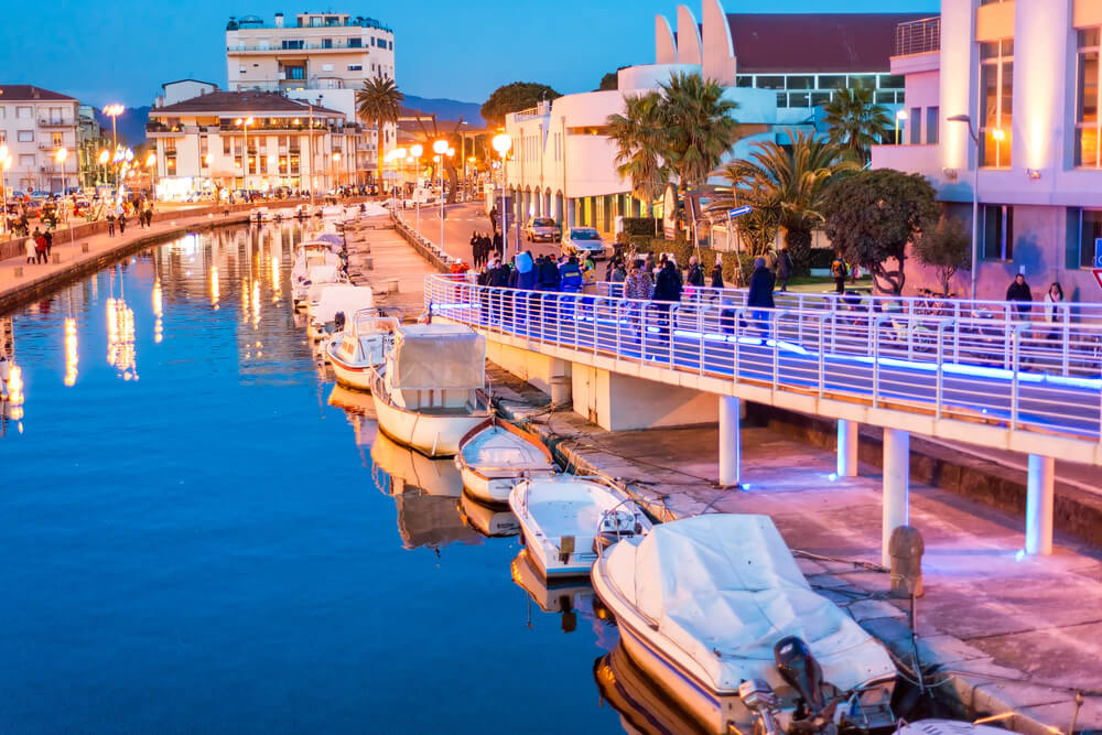 the water and boardwalk in Viareggio in Tuscany