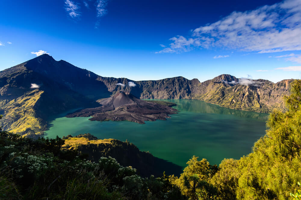 View of a crater lake in Lombok Island Indonesia