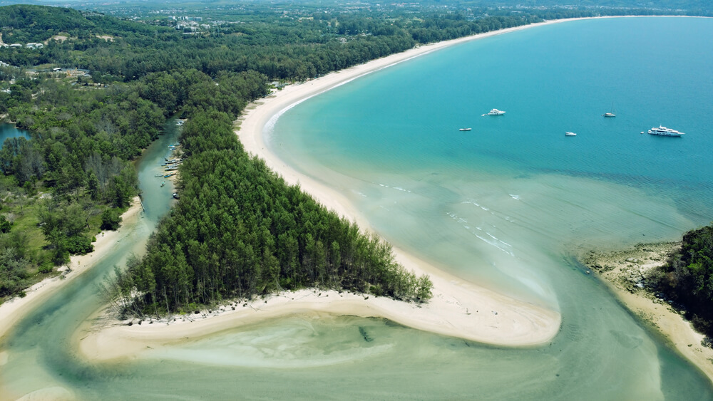 aerial view of Bang Tao Beach running area