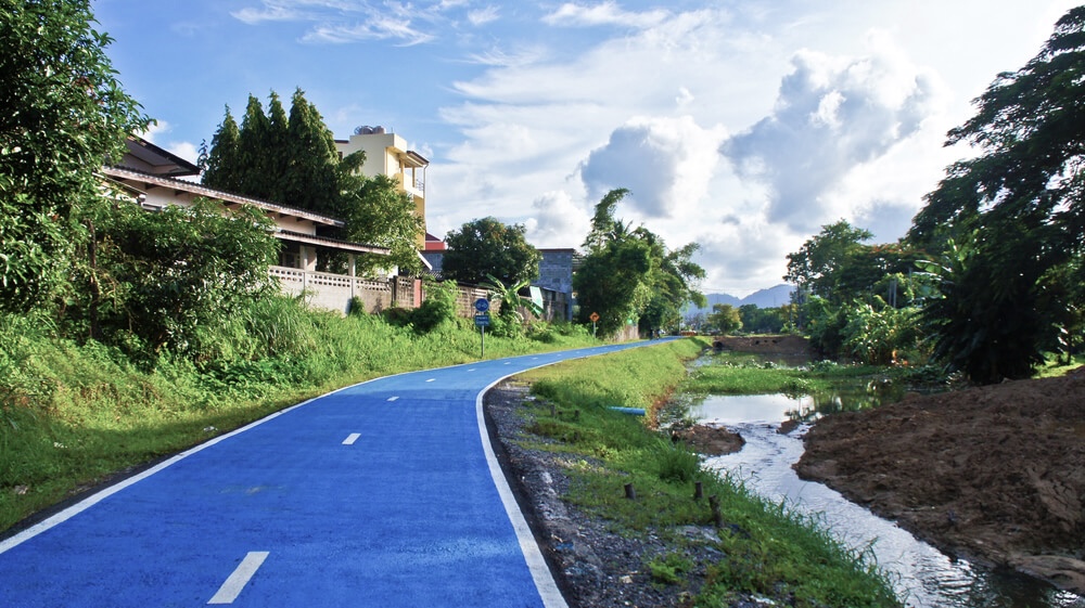 blue running trail in Phuket