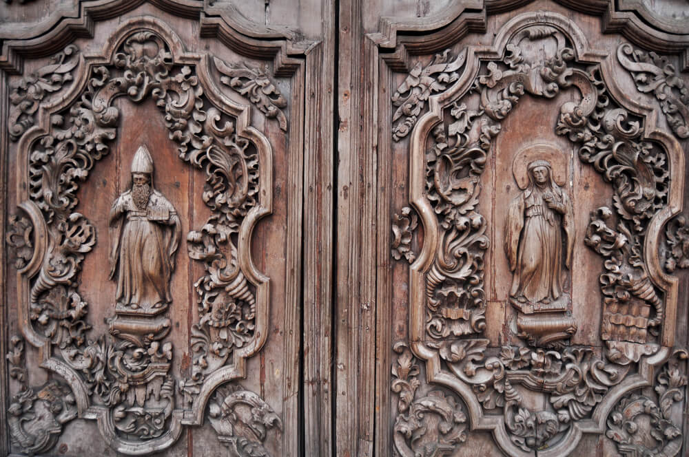 door detail on. the San Agustin Church in Intramuros, Manila