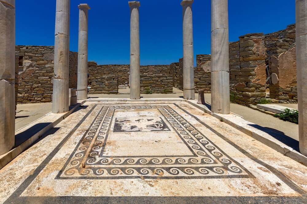 mosaic floor in Delos, and UNESCO site in Greece