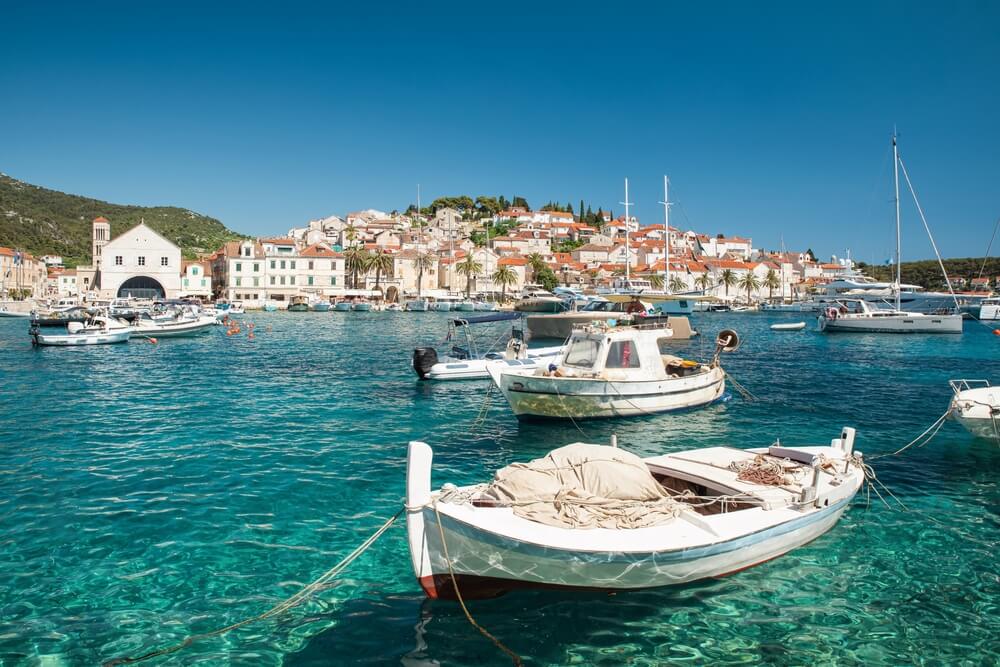 white village and boats near Split