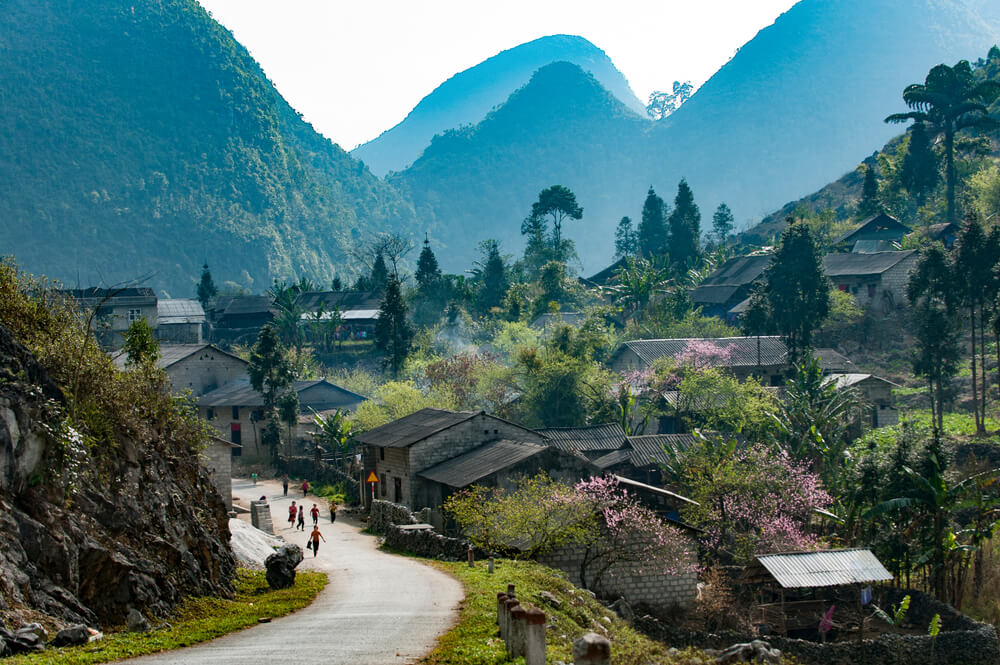 small town in Ha Giang Vietnam