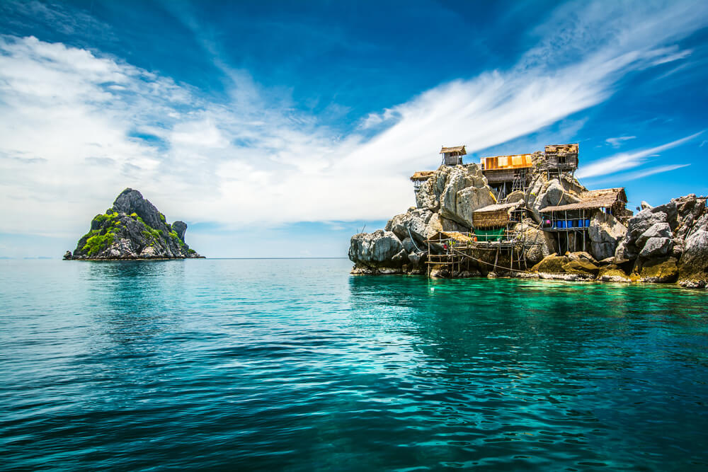 stilt house and ocean in Koh Tao